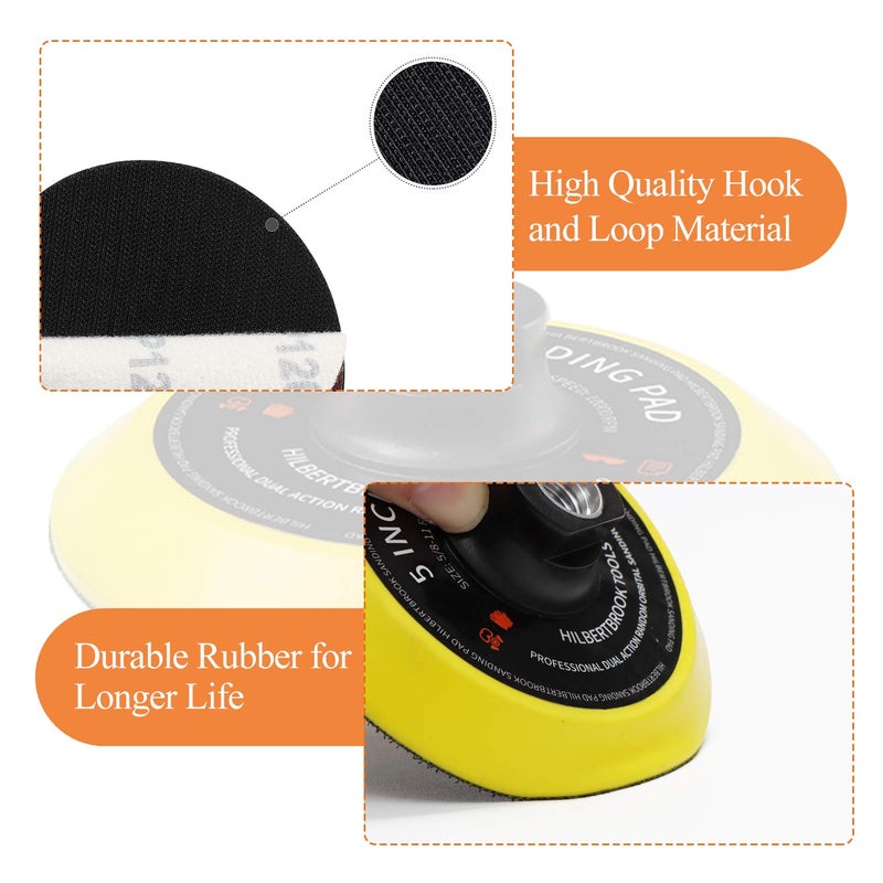 HILBERTBROOK 5 Inch Hook and Loop Backing Pad 5 Inch Backing Plate with 5/8-11 Threads Sanding Pad Angle Grinder Accessories Sanding Buffing Polishing,2 Pack - Image 5